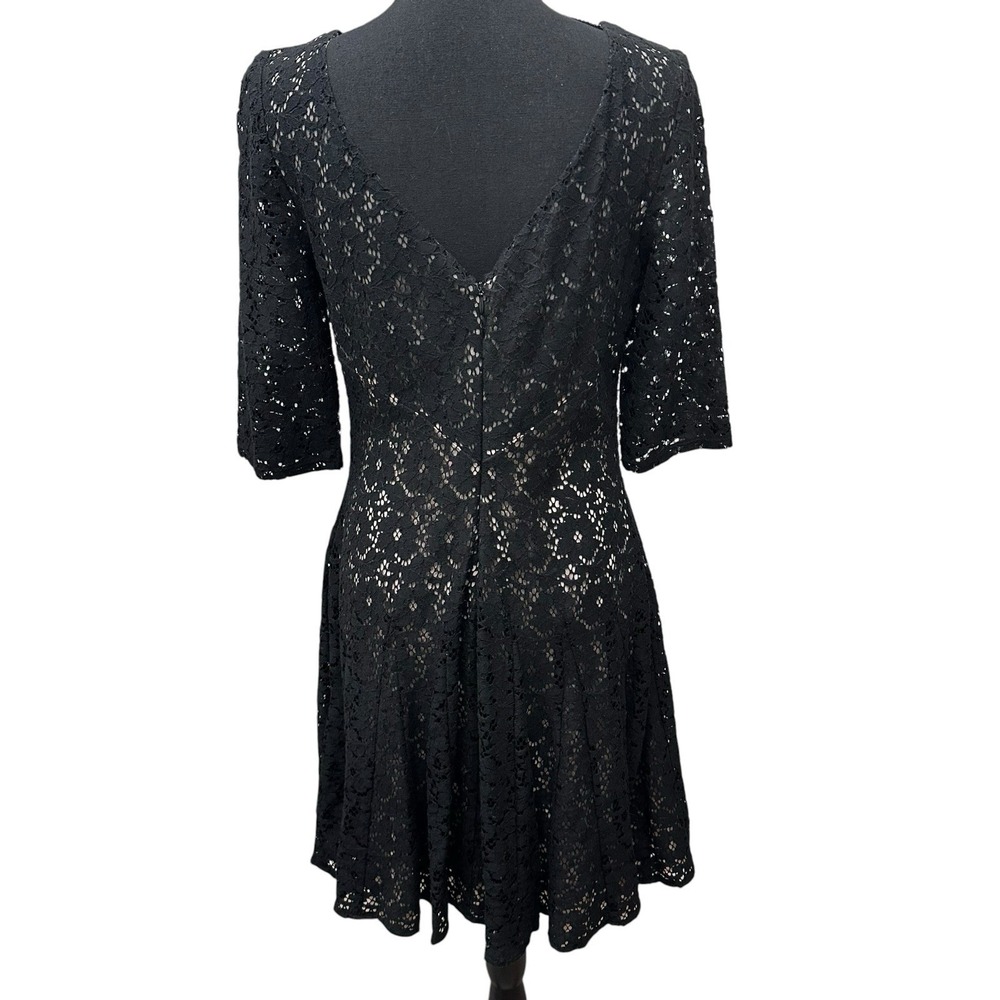 Betsy Johnson Black Lace Dress Petticoat Illusion Cocktail Dress 3/4  Size 12 - Picture 5 of 11